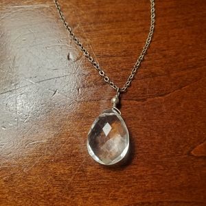 Teardrop Crystal Necklace 16"